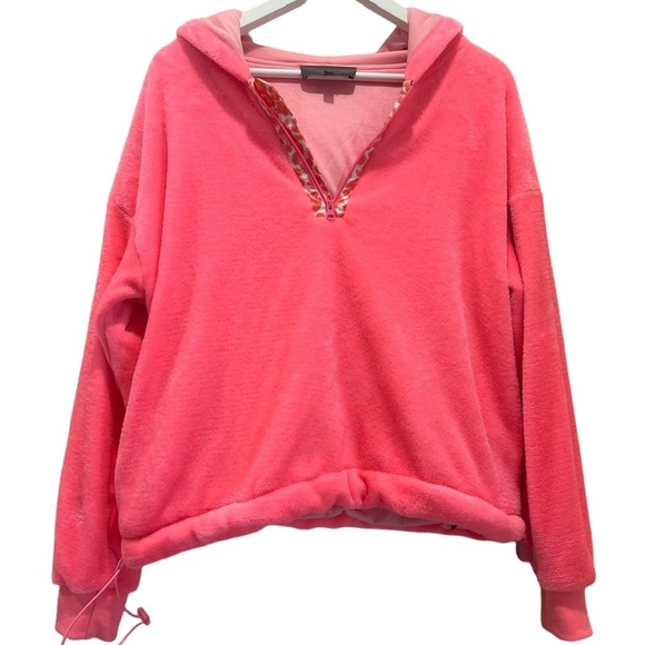 Anthropologie Pink Sunday In Brooklyn Plush Fuzzy Oversized 3/4